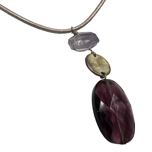 Five Beautiful Necklaces, Pearls, Tassels, CZ, Purple Stone - Picture 5 of 16